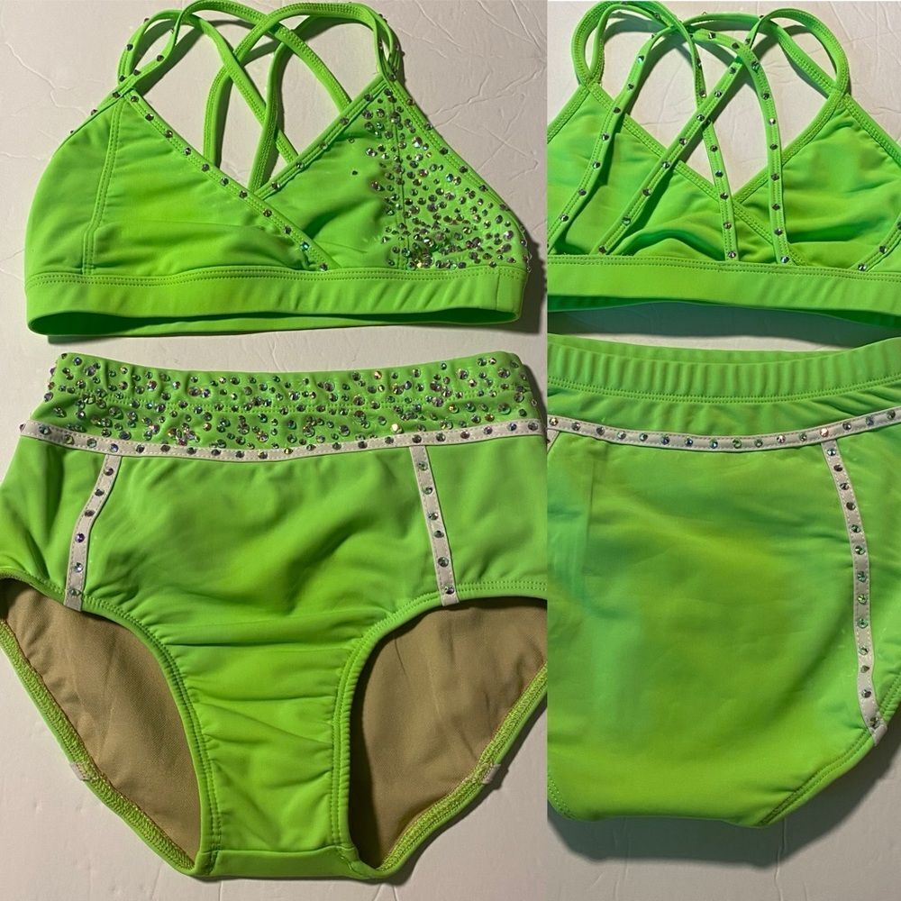 LA Dance Neon Green 2 Piece Contemporary Convention Pro Audition Costume JT